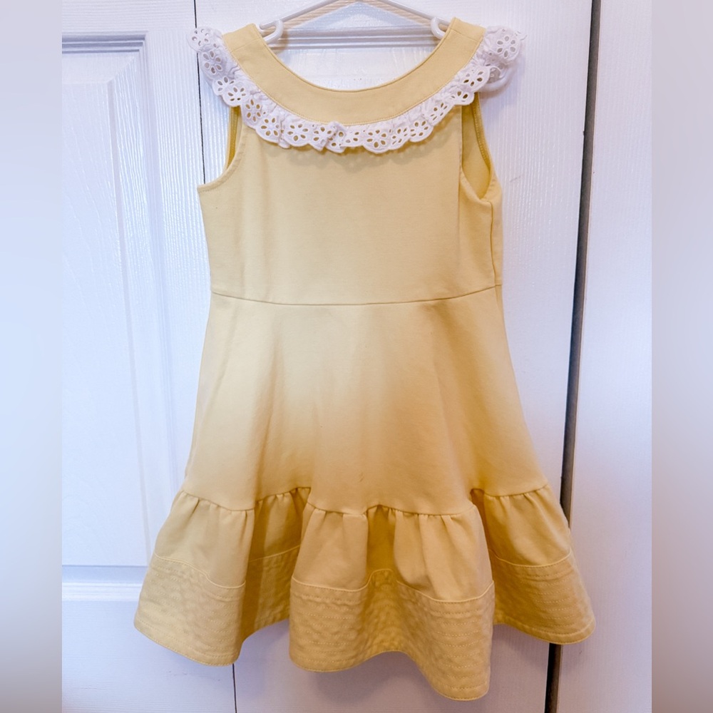 Janie & Jack Yellow Dress with Eyelet Collar Sz 6